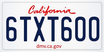 CA license plate 6TXT600
