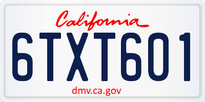 CA license plate 6TXT601