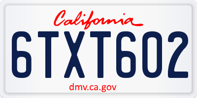 CA license plate 6TXT602