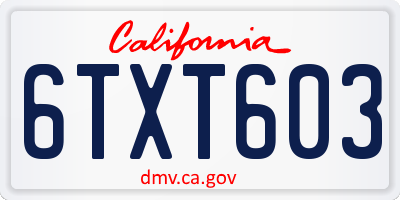 CA license plate 6TXT603