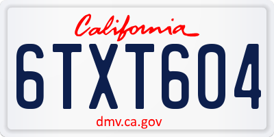 CA license plate 6TXT604
