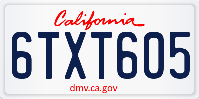 CA license plate 6TXT605