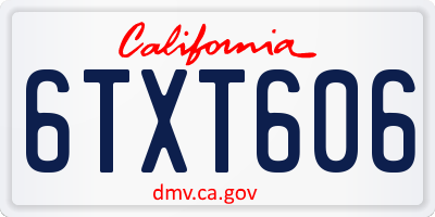 CA license plate 6TXT606