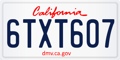 CA license plate 6TXT607