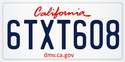 CA license plate 6TXT608