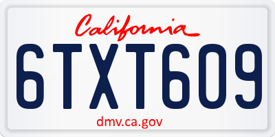 CA license plate 6TXT609