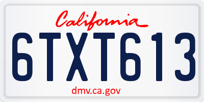 CA license plate 6TXT613