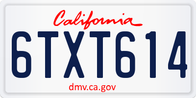 CA license plate 6TXT614