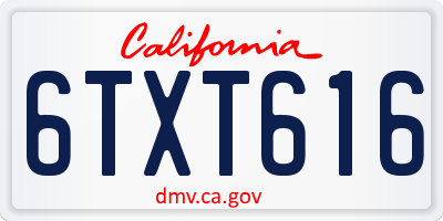 CA license plate 6TXT616
