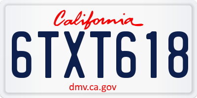 CA license plate 6TXT618