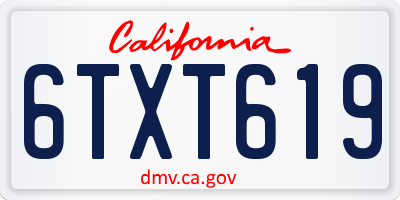 CA license plate 6TXT619