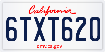 CA license plate 6TXT620