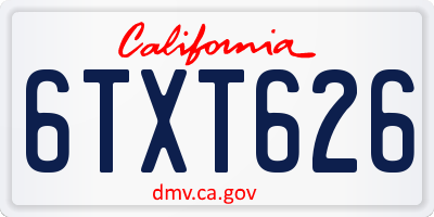 CA license plate 6TXT626