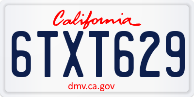 CA license plate 6TXT629