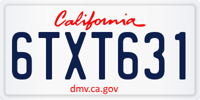 CA license plate 6TXT631