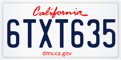 CA license plate 6TXT635