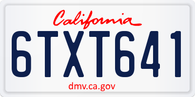 CA license plate 6TXT641