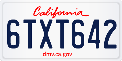 CA license plate 6TXT642