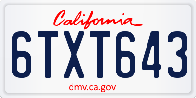 CA license plate 6TXT643