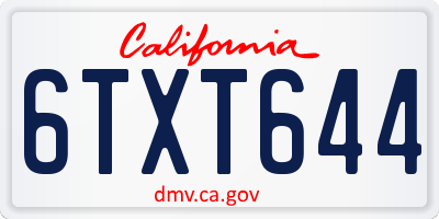 CA license plate 6TXT644