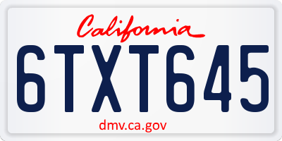CA license plate 6TXT645