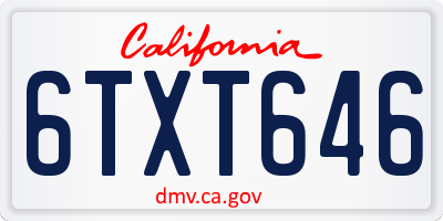 CA license plate 6TXT646
