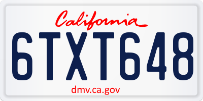CA license plate 6TXT648