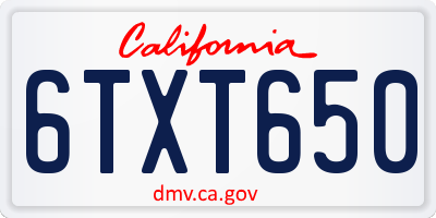 CA license plate 6TXT650
