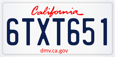 CA license plate 6TXT651
