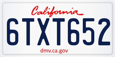 CA license plate 6TXT652