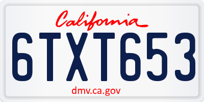 CA license plate 6TXT653