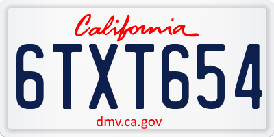 CA license plate 6TXT654