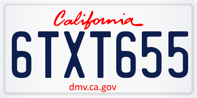 CA license plate 6TXT655