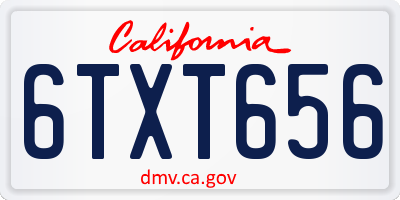 CA license plate 6TXT656