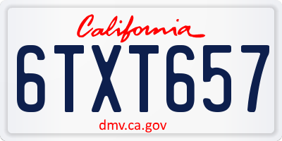 CA license plate 6TXT657