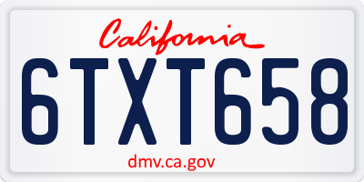 CA license plate 6TXT658