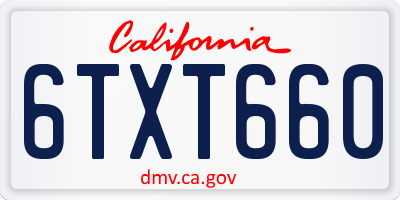 CA license plate 6TXT660