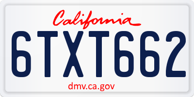 CA license plate 6TXT662