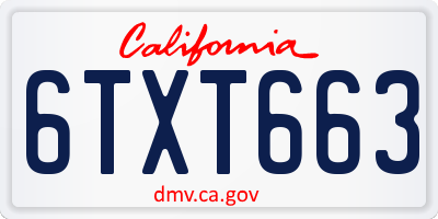 CA license plate 6TXT663