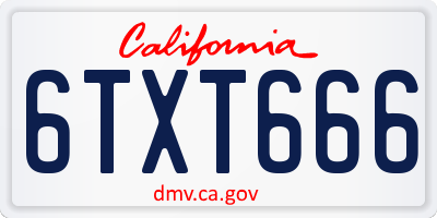 CA license plate 6TXT666