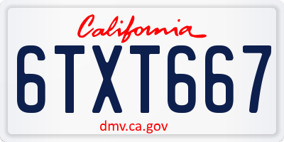 CA license plate 6TXT667
