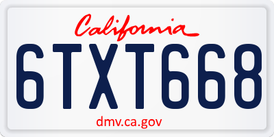 CA license plate 6TXT668