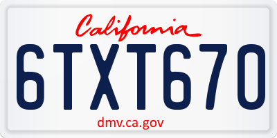 CA license plate 6TXT670