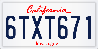 CA license plate 6TXT671