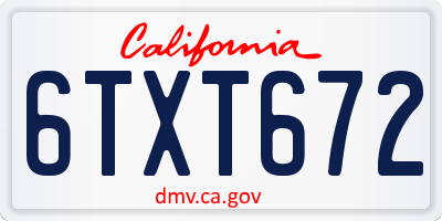 CA license plate 6TXT672