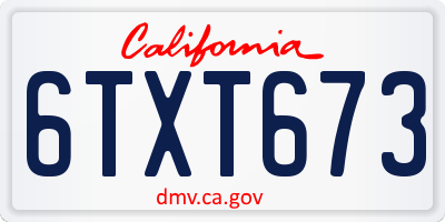 CA license plate 6TXT673