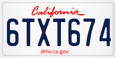 CA license plate 6TXT674