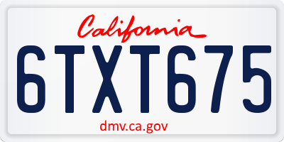 CA license plate 6TXT675