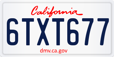 CA license plate 6TXT677