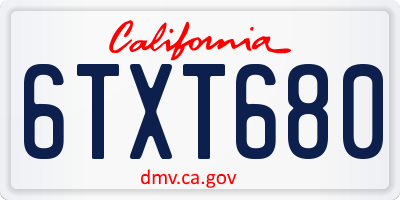 CA license plate 6TXT680